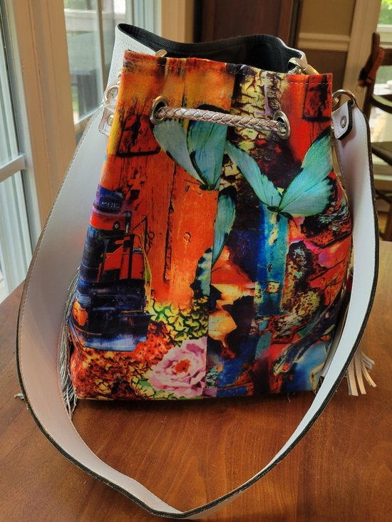 Ana Banana Handbags - Ana Banana Butterfly And Abstract Print Bucket Hobo Bag